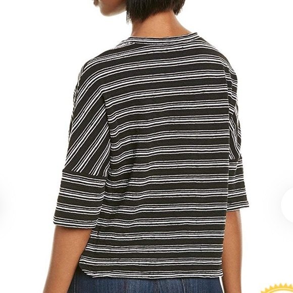 NWT Max Studio Black White Striped Textured Knit Shirt, Size XS - Picture 2 of 7